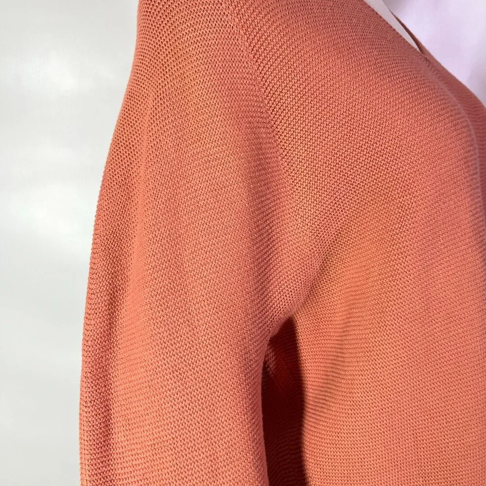 Uniqlo Size M 3D Knit Cotton Cocoon Sweater V-Neck Orange-Pink - Picture 5 of 12